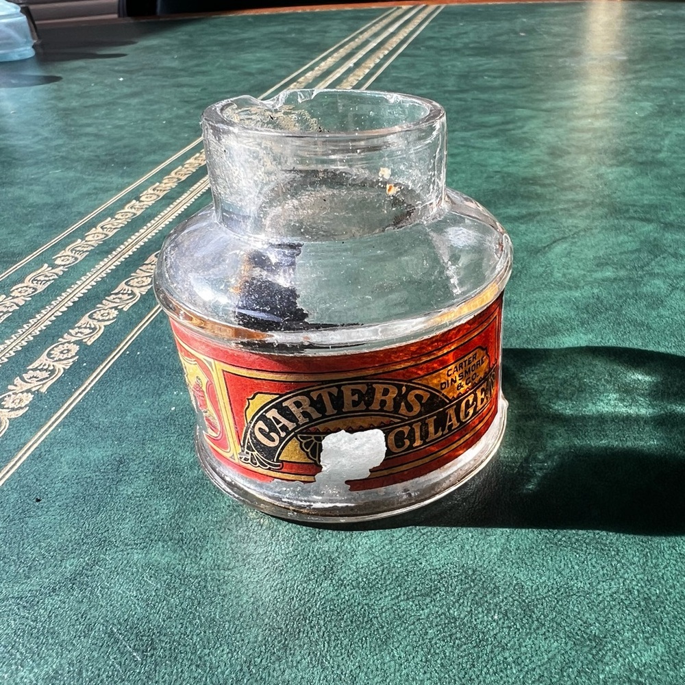 Antique Vintage Carter’s Mucilage Glass Bottle